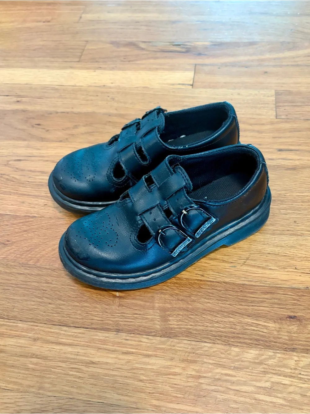 Dr. Martens Kids Black Double-Strap Mary Jane Shoes